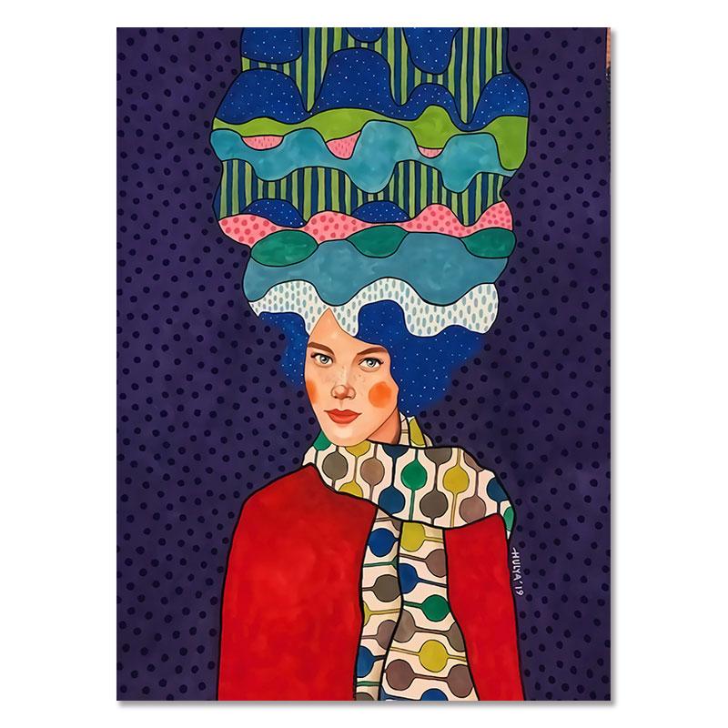 Современные женщины красочные цветы волосы девушки стены книги по искусству холст картины плакат на скандинавскую тему винтажные настенные панно для гостиной