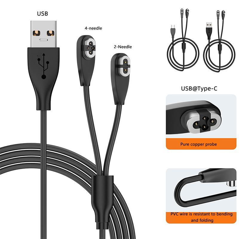 Кабель для быстрой зарядки 2 в 1 для наушников USB Type-C для Shokz As800/S810/S710 Openswim Pro с костной проводимостью, магнитный адаптер для зарядки
