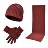 Autumn and Winter, Men's and Women's Knitted Thickened Warm, Wool Hat, Scarf and Gloves Three-piece Set