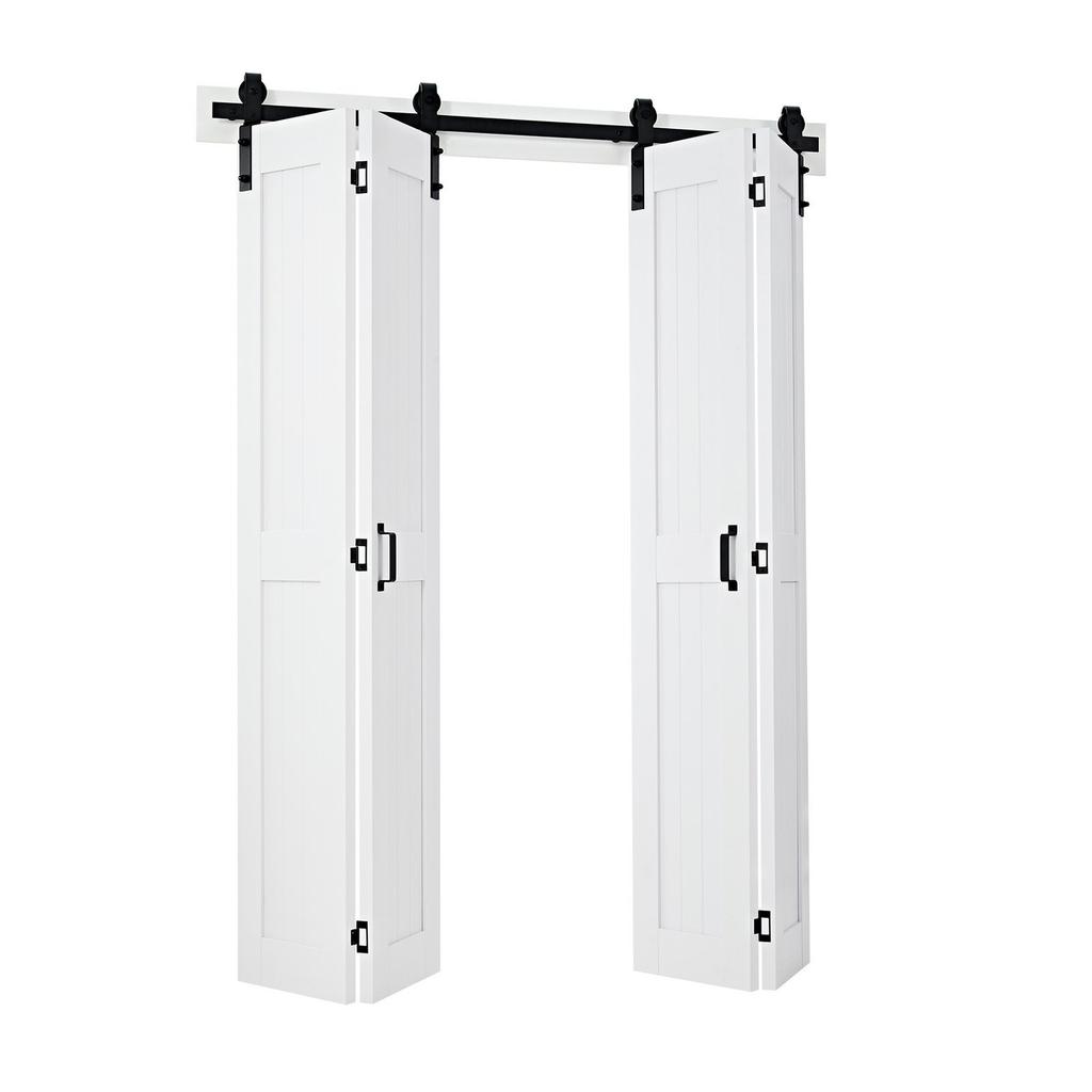 Bifold Barn Door, 1524 x 2134 mm, MDF Bi-Fold Sliding Closet Doors, Hardware Kit Included, H-Frame Space-Saving Design, Pre-Assembled Panels for