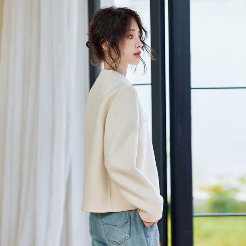 Double-sided Wool Coat Women's Autumn and Winter New Stand-up Collar Buckle Light Luxury Wool Coat Tide