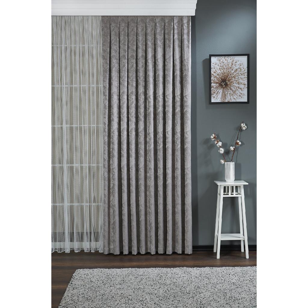 Темно-серый жаккардовый фоновый занавес с лавровым ворсом без усадки Экстракты усадки