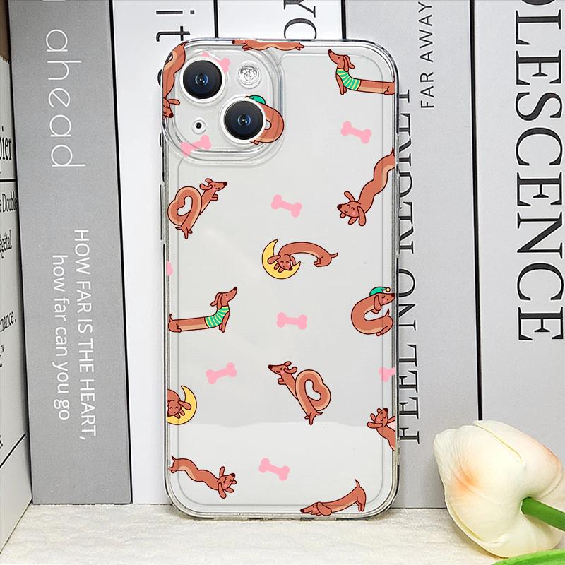 Милый Мультяшный Пес Такса Чехол для Телефона для IPhone 17 16 15 14 11 12 13 Pro Max 7 8 Plus 12 13 Mini X XS Max XR Мягкий Чехол
