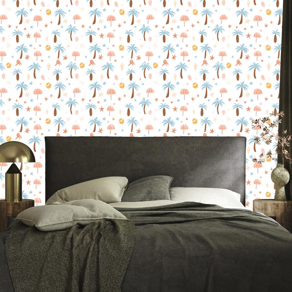 Summer wallpaper in white, cream, celadon and beige for the living room and bedroom 50x1000