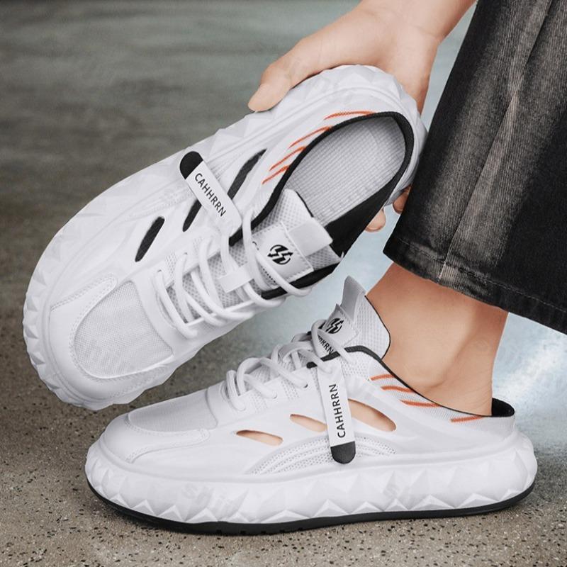 Мода Модный тренд Повседневные полушлепанцы на толстой подошве для мужчин 2025 Лето Сетка Полые Дышащие Универсальные Удобные Массивные Шлепанцы