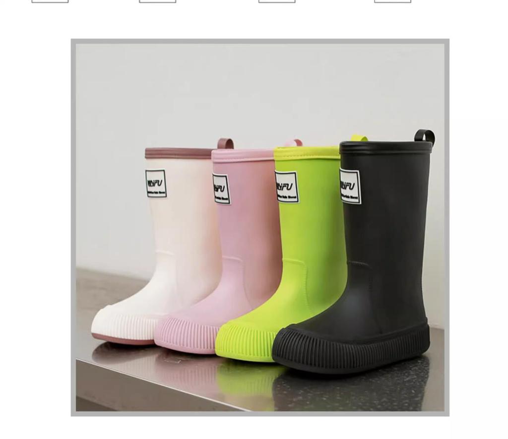 Женские высокие резиновые сапоги в японском стиле с флисовой подкладкой, водонепроницаемые - Нескользящие, легкие и износостойкие.