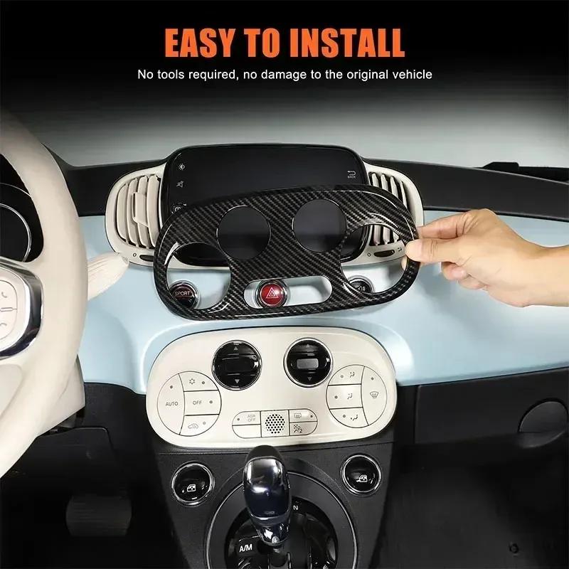 For Fiat 500 2016-2024 ABS Carbon Fiber Car Air Conditioning Adjustment Switch Button Frame Cover Interior Car Accessories
