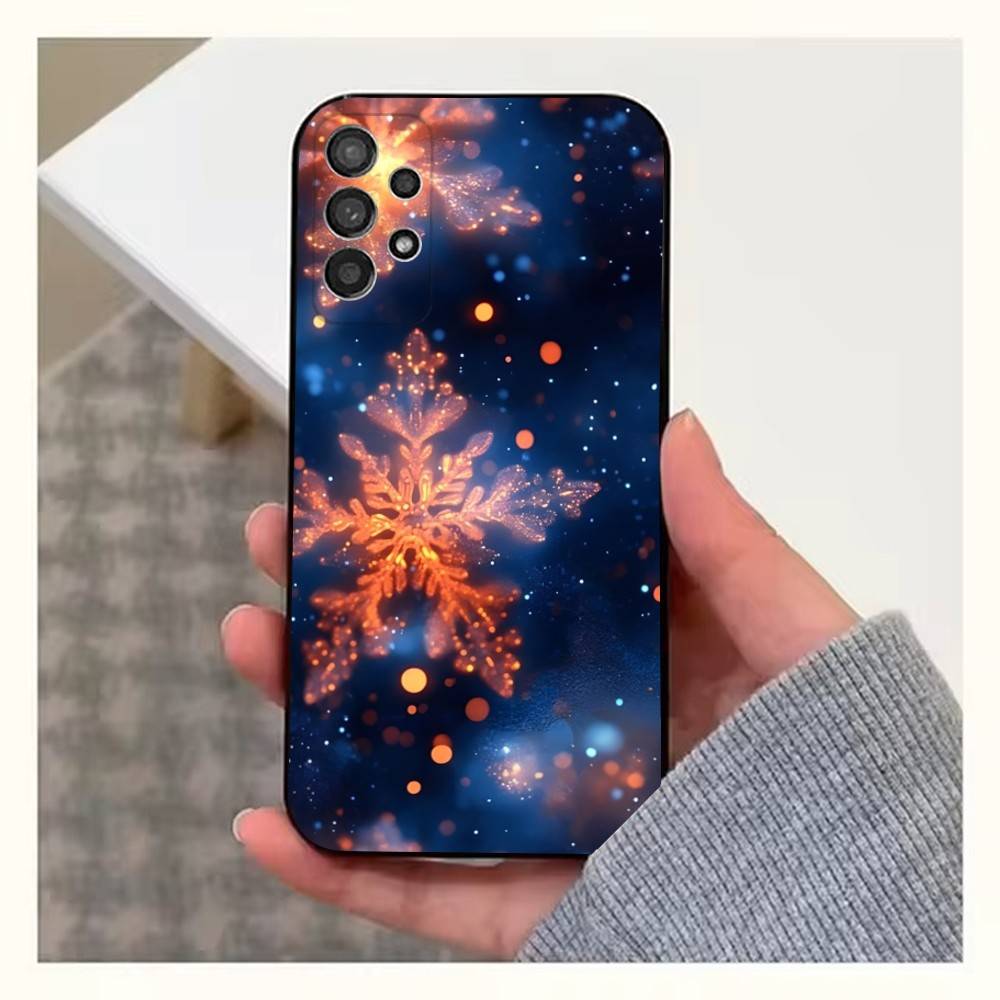 Рождественские Снежинки Арт Чехол Для Samsung S25,S24,S23,S22,S20,S21,S10,Ultra,Plus,Lite,FE,Мягкий Силиконовый Черный Чехол