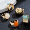 5Pcs Aesthetic Vintage Ring Set Gold Tone Adjustable Ethnic Rings Boho Open Rings for Girls Teens