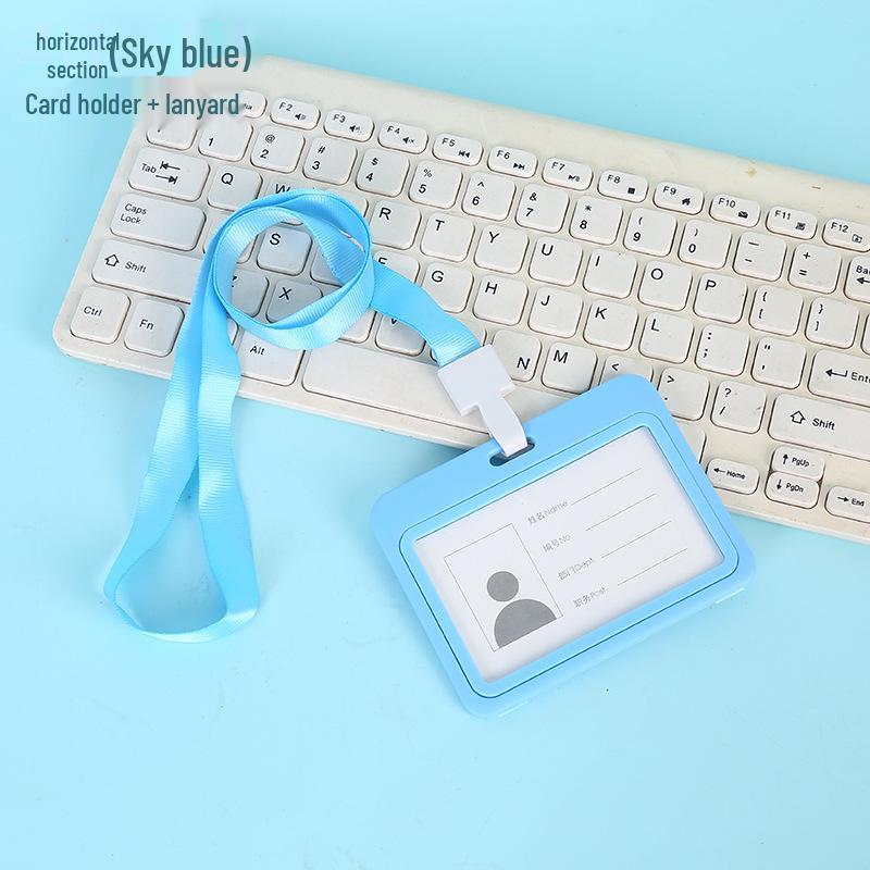 Двусторонний прозрачный горизонтальный держатель для ID-карты с ремешком
