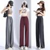 Narrow Wide-leg Pants for Women In Summer Thin High Waist Drooping Gray Small Straight Ice Silk Pants