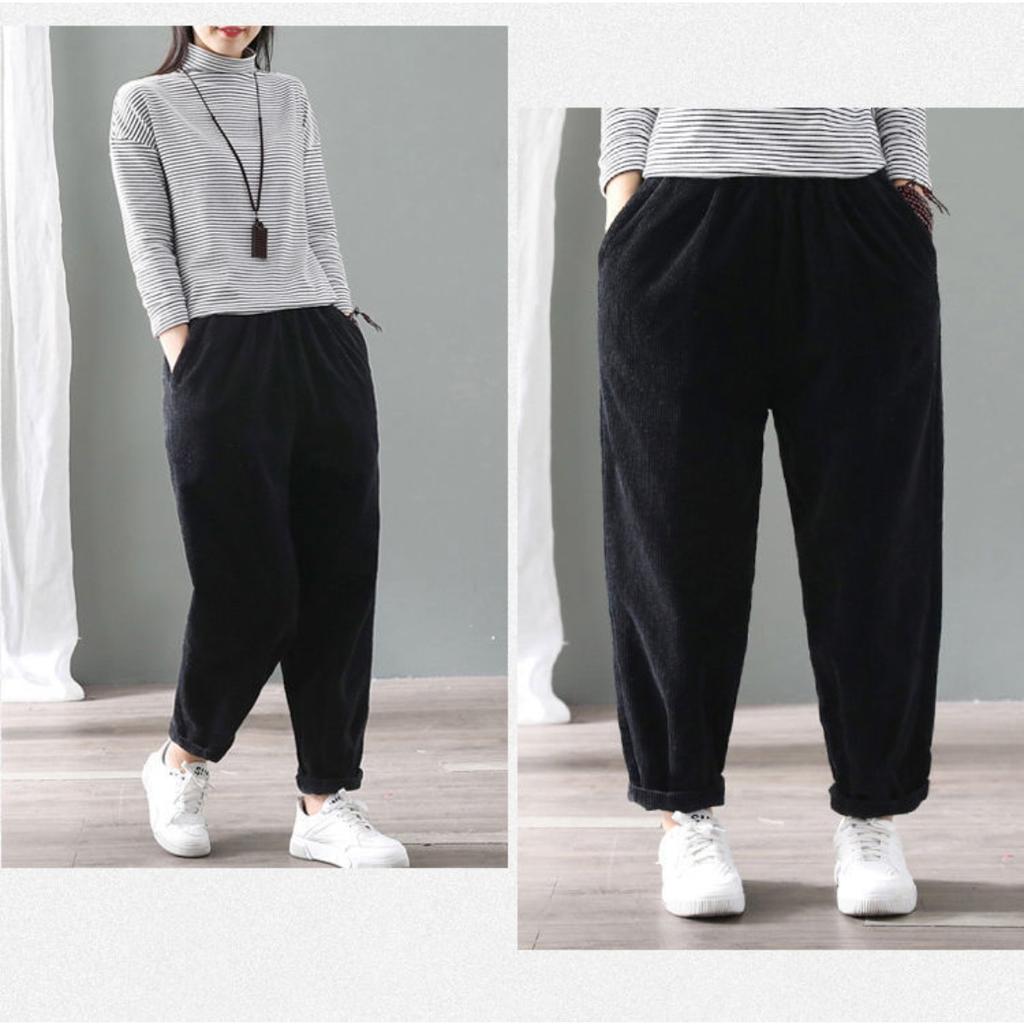 Женские осенне-зимние новые свободные вельветовые брюки оверсайз с холодостойким и толстым вельветом для универсальной повседневной носки, гаремные теплые брюки