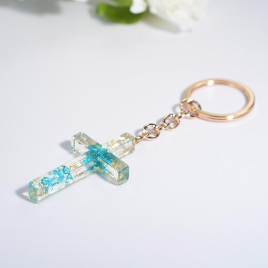 Брелок ручной работы из сушеных цветов, подвеска из смолы, многоцелевой сверкающий сувенир, подарки, брелок с крестом, сумка, орнамент для женщин и мужчин, ювелирные изделия, мода