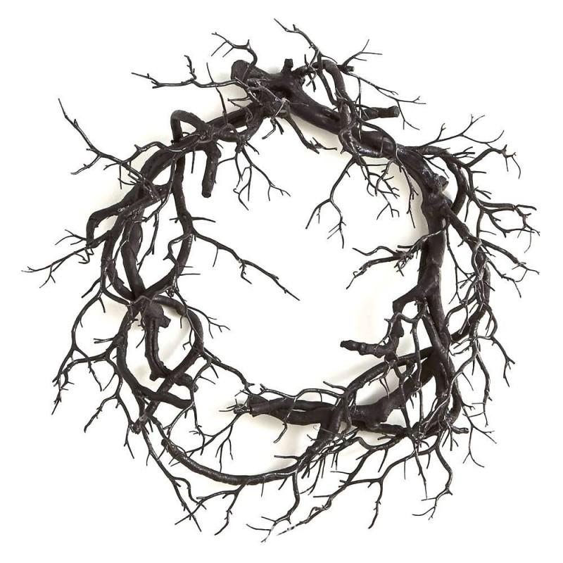 Halloween Wreath With Glowing Crow Branch Black Ghost House Prop Scary Door Hanger Haunted Decor