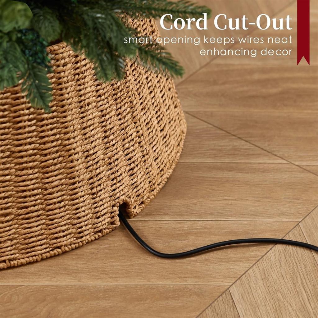 Деревенский воротник для рождественской елки 28 дюймов плетеная плетеная основа для дерева подставка чехол для искусственного праздничного украшения кольцо юбка корзина для дерева, натуральный и устойчивый