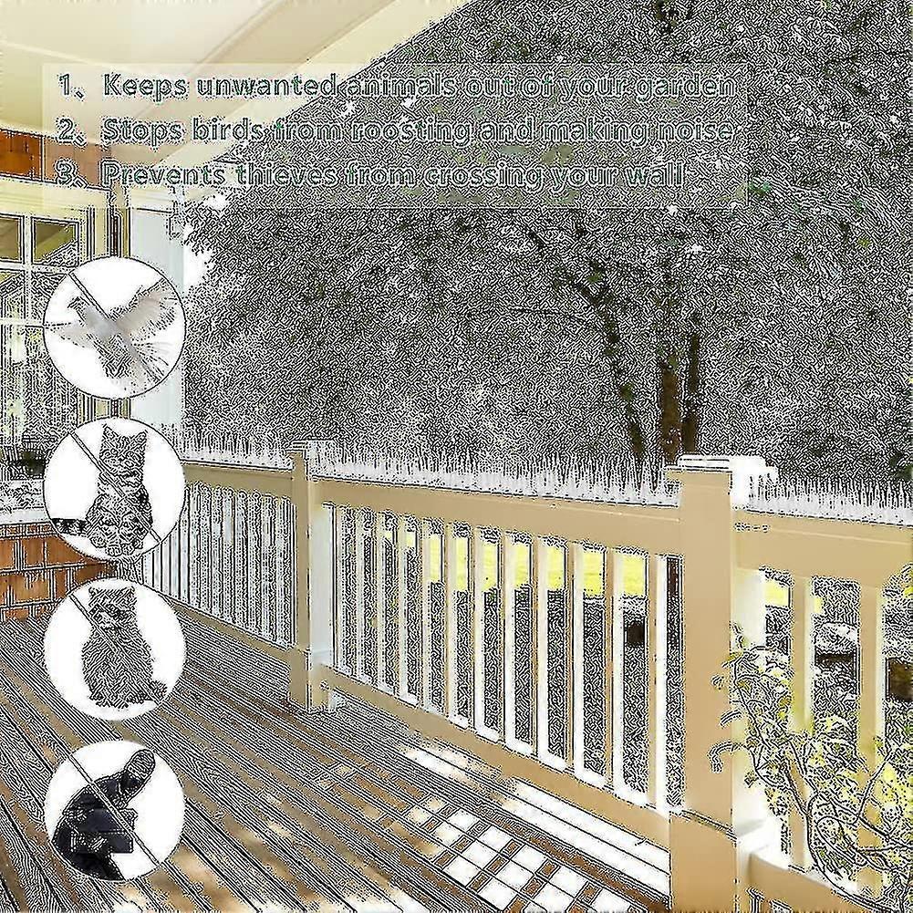 5 Meter Pigeon Spikes, 3 Rows Plastic Pigeon Repellent Bird Repellent Crow Repeller Cat Repellent Compatible Balcony, Fences And Roof - Pack Of 12 (wh