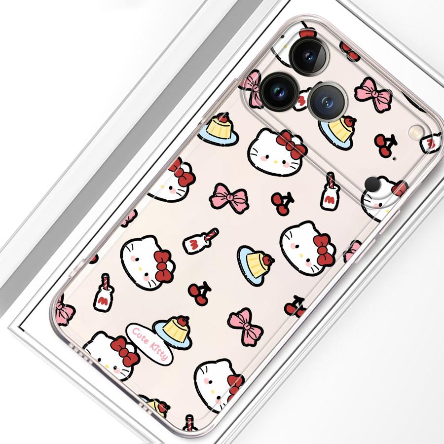 Sanrio Cartoon Hello Kitty Case for iPhone 17 Pro Max 12 Mini 7 8 XR 11 15 14 Plus 13 Pro Air 16 XS Max Soft Phone Cover