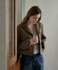 DEHEVE Herringbone Tailored Wool Crop Jacket [Camel]