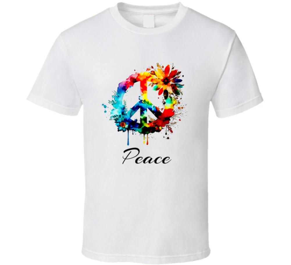 Peace Flowers Colorful Pretty Retro Gift Trending T Shirt Mens Kids Womens Boys girls children