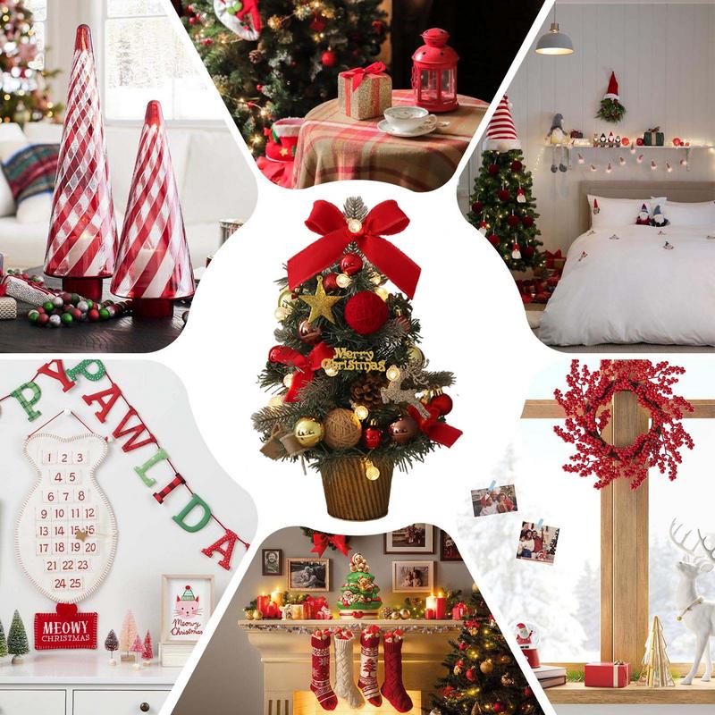 Искусственная рождественская елка с подвесными украшениями, маленькая рождественская елка, рождественская елка, настольное украшение для рождественской вечеринки