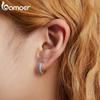 BAMOER 925 Sterling Silver Stackable Blue Turquoise Ear Buckles for Female Fashion Modern Hoop Earrings for Women Fine Jewelry