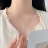 Fresh Blue Diamond Water Drop Necklace for Women's Sweetheart Pullout Adjustable Fashion Collar Chain