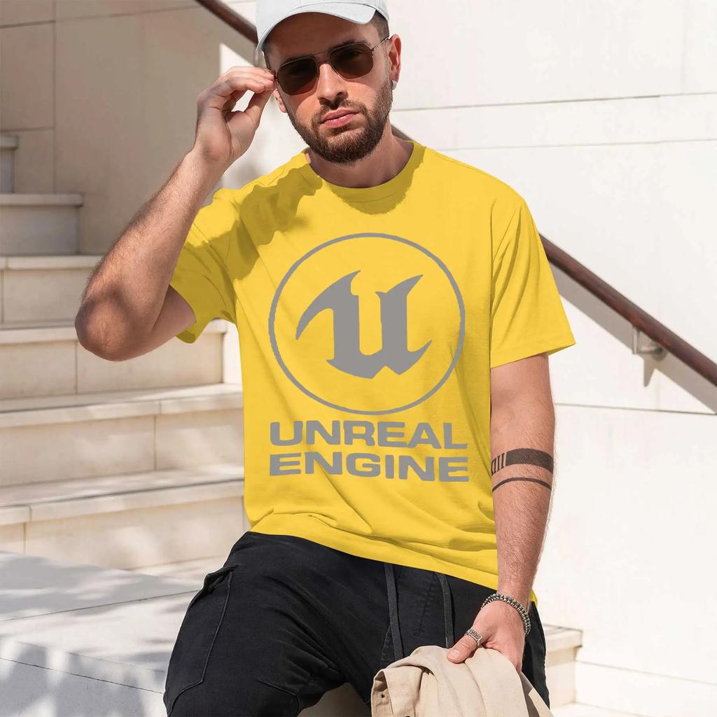 UNREAL ENGINE 2026 fashion heavyweight hot selling retro printed pattern fun round neck T-shirt for daily comfort