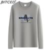 BITCED Мужская футболка с длинными рукавами, облегающая, весна-осень, универсальная рубашка с круглым вырезом
