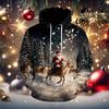 Santa Claus 3D Graphic Print Hoodie Fashion Party Everyday Casual Long Sleeve Pullover Street Style Unisex New Loose Sweatshirt
