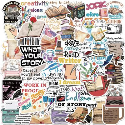 50 шт./компл. наклейки для любителей чтения для детей подростков мультфильм писатель граффити наклейки для учителей и студентов водонепроницаемые виниловые художественные наклейки для