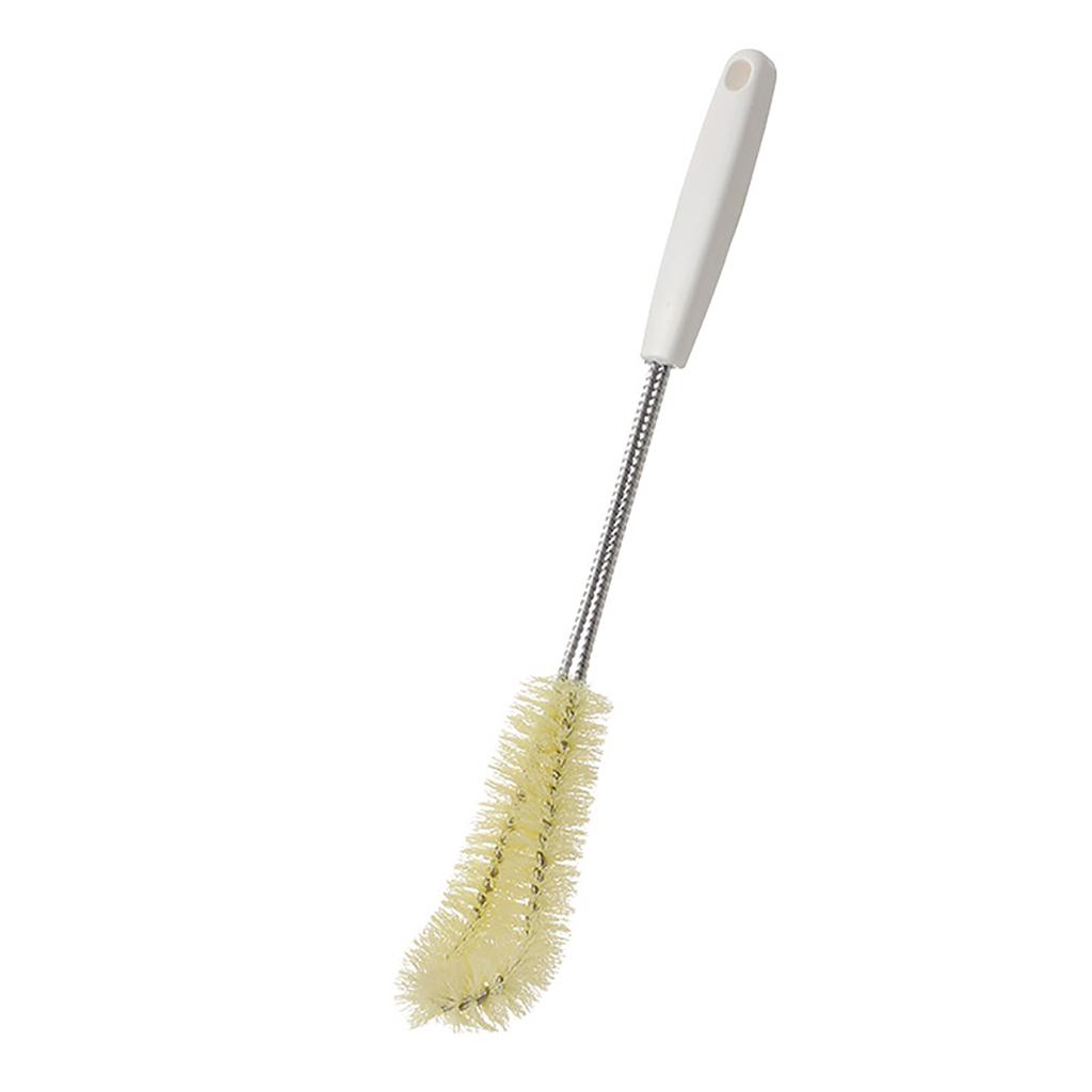 Curved Head Bottle Cleaning Brush Ergonomic Long Handle Stainless Steel Nylon Bottle Brush Cleaner