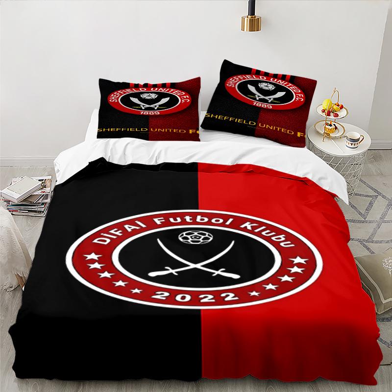 3PCS Global Football Club Sheff Bedding set,Ideal for1pc Duvet Cover And 2pcs Pillowcases Perfect for Christmas gift,Ideal for Bedroom, Dormitory