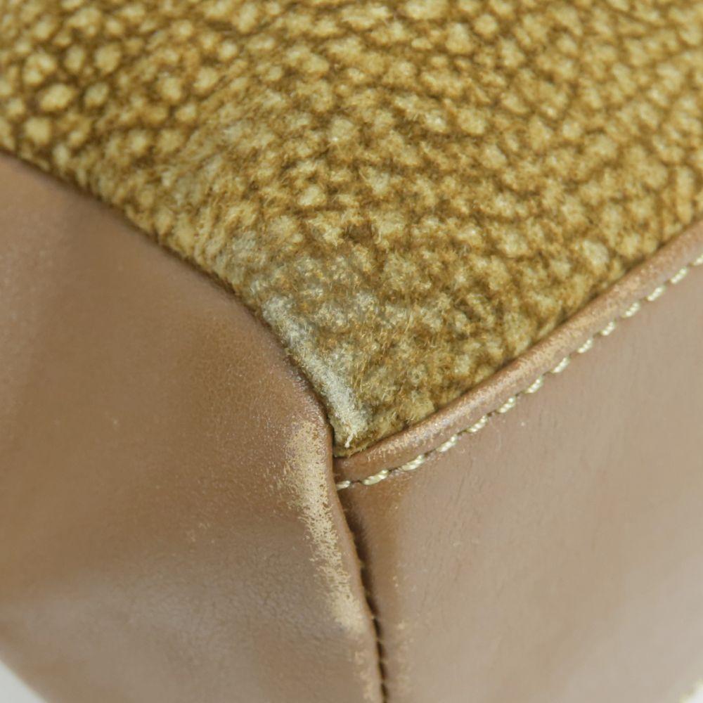 Used BORBONESE Shoulder Bag 913722 Suede/leather Brown Quail Pattern
