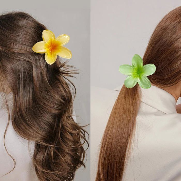 Pinces à cheveux - 8 Pièces - Fleur Plumeria - Antidérapantes - Pour Tous Types de Cheveux
