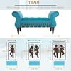Bench Upholstered Bench with Velvet Cover, Armrest Bed Bench with Wooden Frame, Shoe Bench for Bedroom, Living Room, Hallway 117 x 40 x 58 cm Blue
