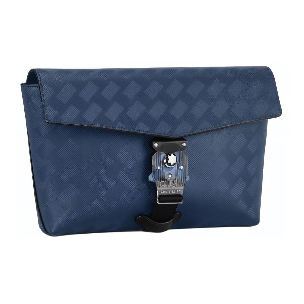 Montblanc Solid Color M Buckle Leather Handheld Shoulder Crossbody Bag Men bags Ink-Blue 198373