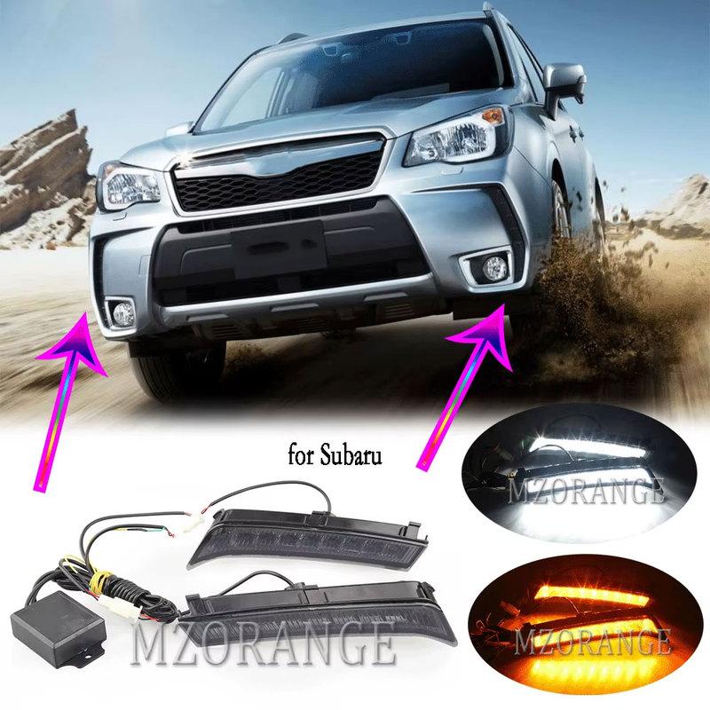 2 pcs LED DRL for Subaru Forester 2013-2018 Daytime Running Light Fog lights Headlight Turn Signal Lamp with Wire Harness