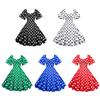 2021 Retro Polka Dot Print Swing Dress with Belt - Casual & Slim Fit