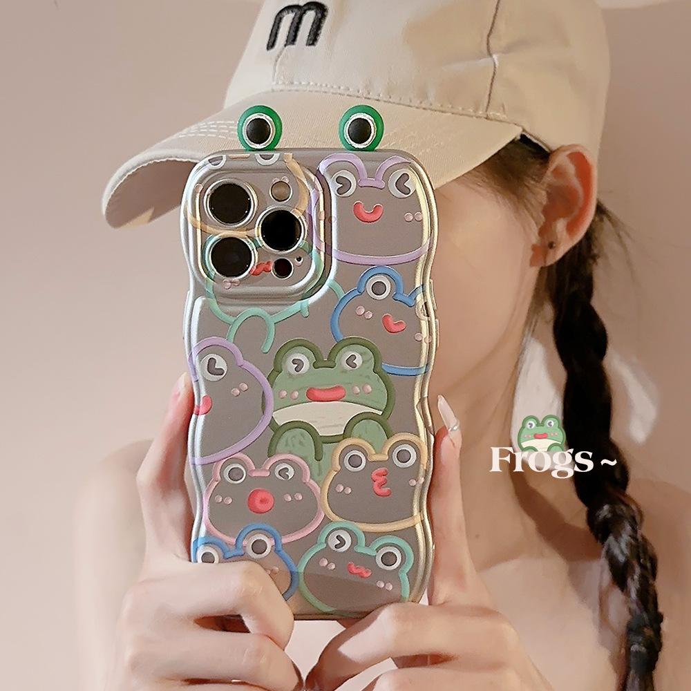 Трехмерный забавный лягушонок 15promax Чехол для iPhone Iphone14 Металлический серебристый 16 Волна 11 Подходит для 13 Мягкий