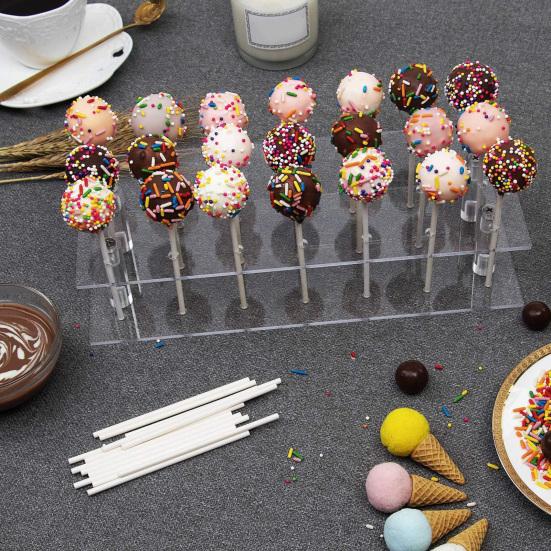 Acrylic Cake Pop Stand Clear Lollipop Display Holder with 21 Holes Reusable Dessert Display Rack for Home Kitchen Bakery