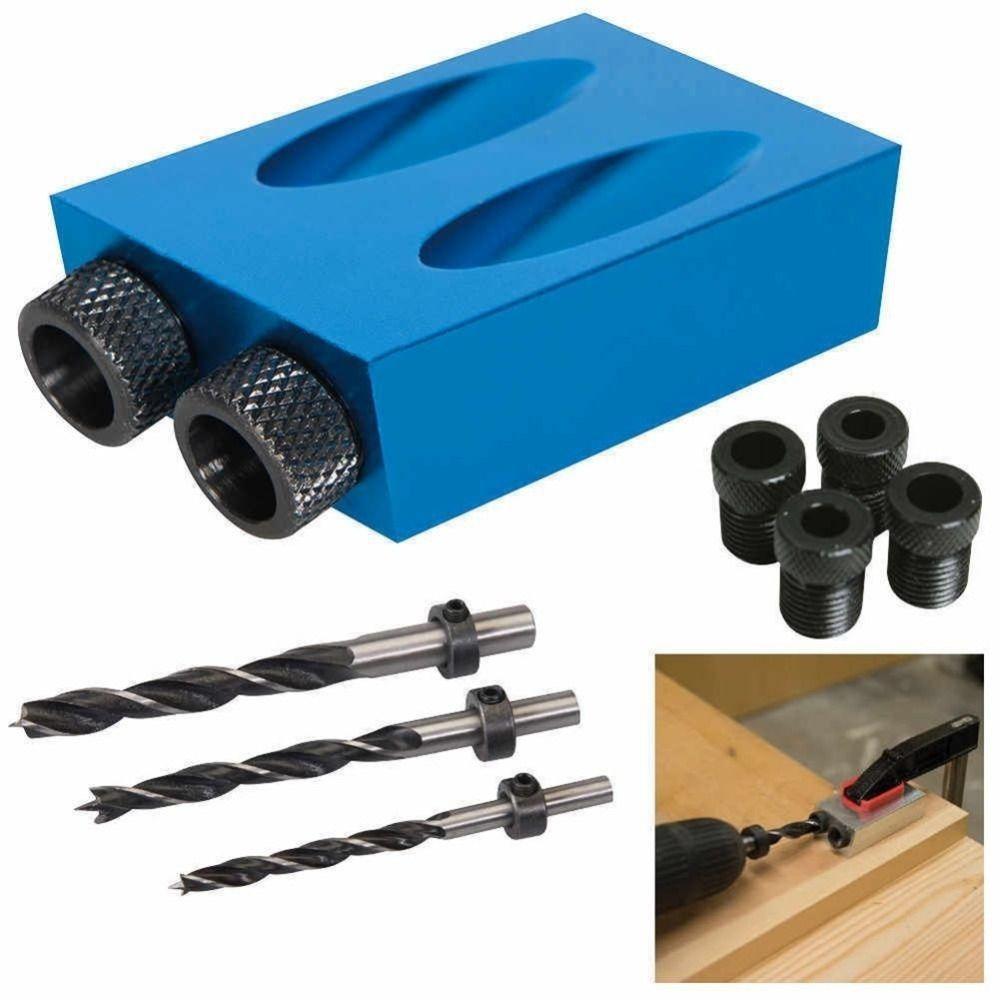 Precision Pocket Hole Jig Kit Aluminum Zinc Zinc Alloy Angle Drill Guide Drilling Operations