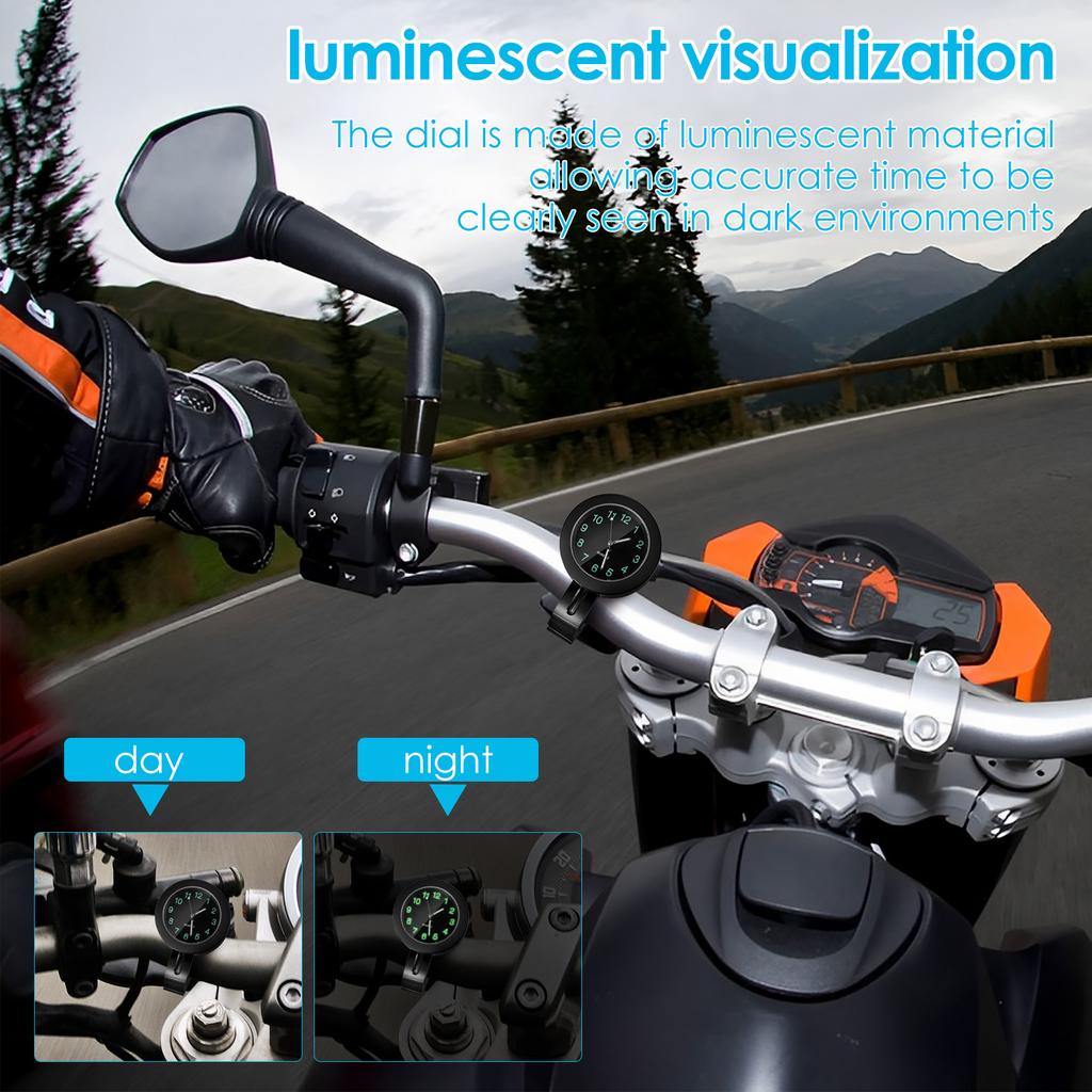 Часы на руль мотоцикла, водонепроницаемые, часы на руль мотоцикла, светящийся циферблат, часы на руль от 7/8 до 1 дюйма