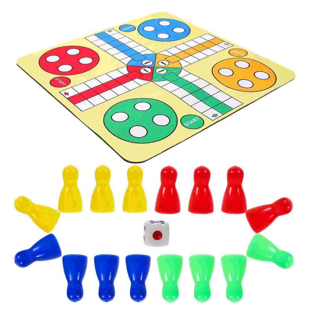 Interactive Toy Ludo Chess Set Folding Roll Up Chessboard Toy Party Game Flying Chess Travel Funny