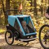 Bike Trailer for Kids, 2-Seater, 2-in-1 Foldable Kids' Bike Trailer with Adjustable Seat and Harness, Blue