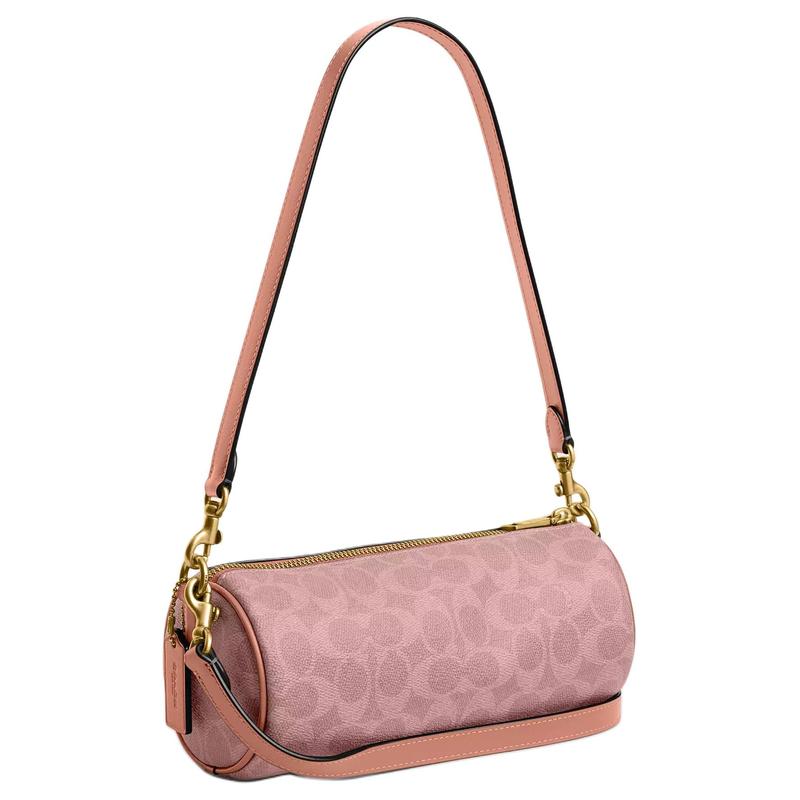 COACH Barrel 22 presbyopia all-over printed metal accessories coated canvas and calfskin crossbody shoulder bag small size women's pink