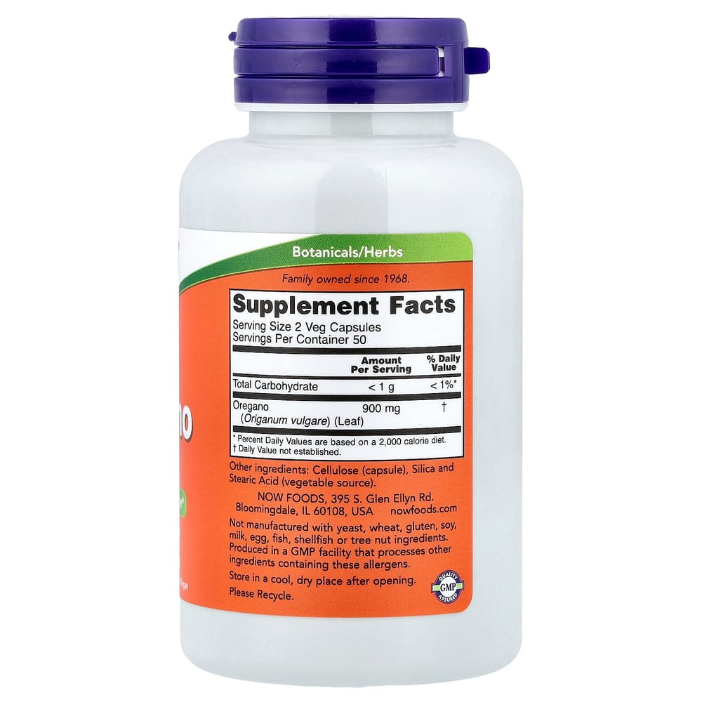 Now Foods Oregano 450mg Veg Capsules, 100 Count