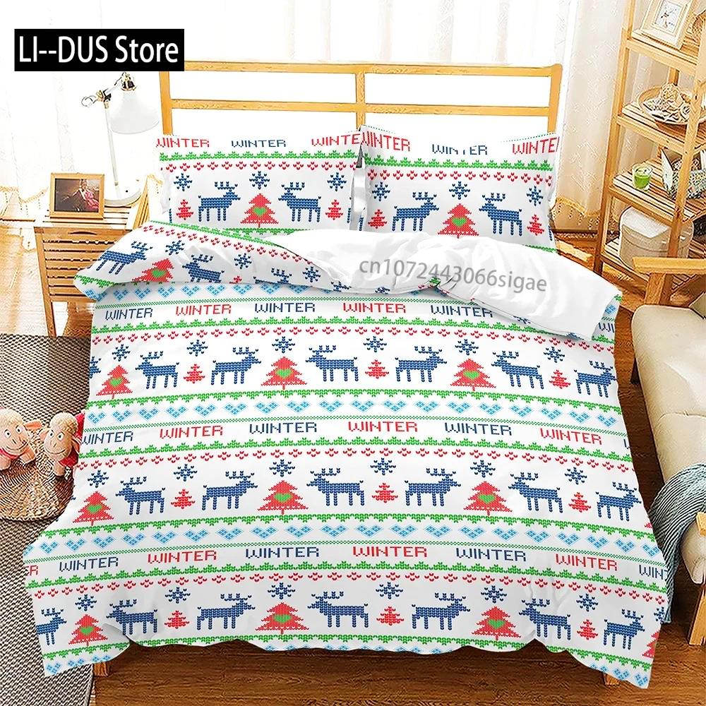 Navidad Plaid Merry Christmas Tree Пододеяльник Twin King Festival Santa Deer Комплект постельного белья из полиэстера Одеяло для взрослых Домашний декор