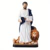 1Set Saints with Lion and Lamb Figure On Renaissance Collection Resin Statues Religious Gift Decoration