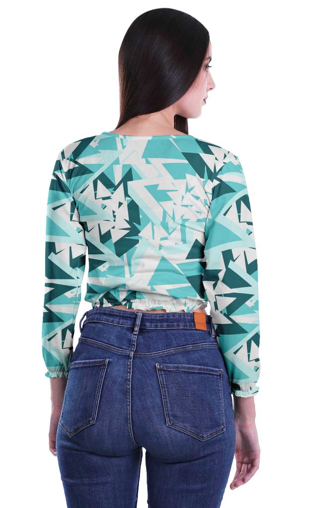 Moomaya Укороченные топы с круглым вырезом и длинными рукавами для женщин из хлопкового джерси T