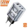 120W Fast Charging 3 Ports Mobile Phone Charger QC3.0 USB Type C Chargers Dual PD USB Wall Adapter EU/US Plug for iPhone Samsung